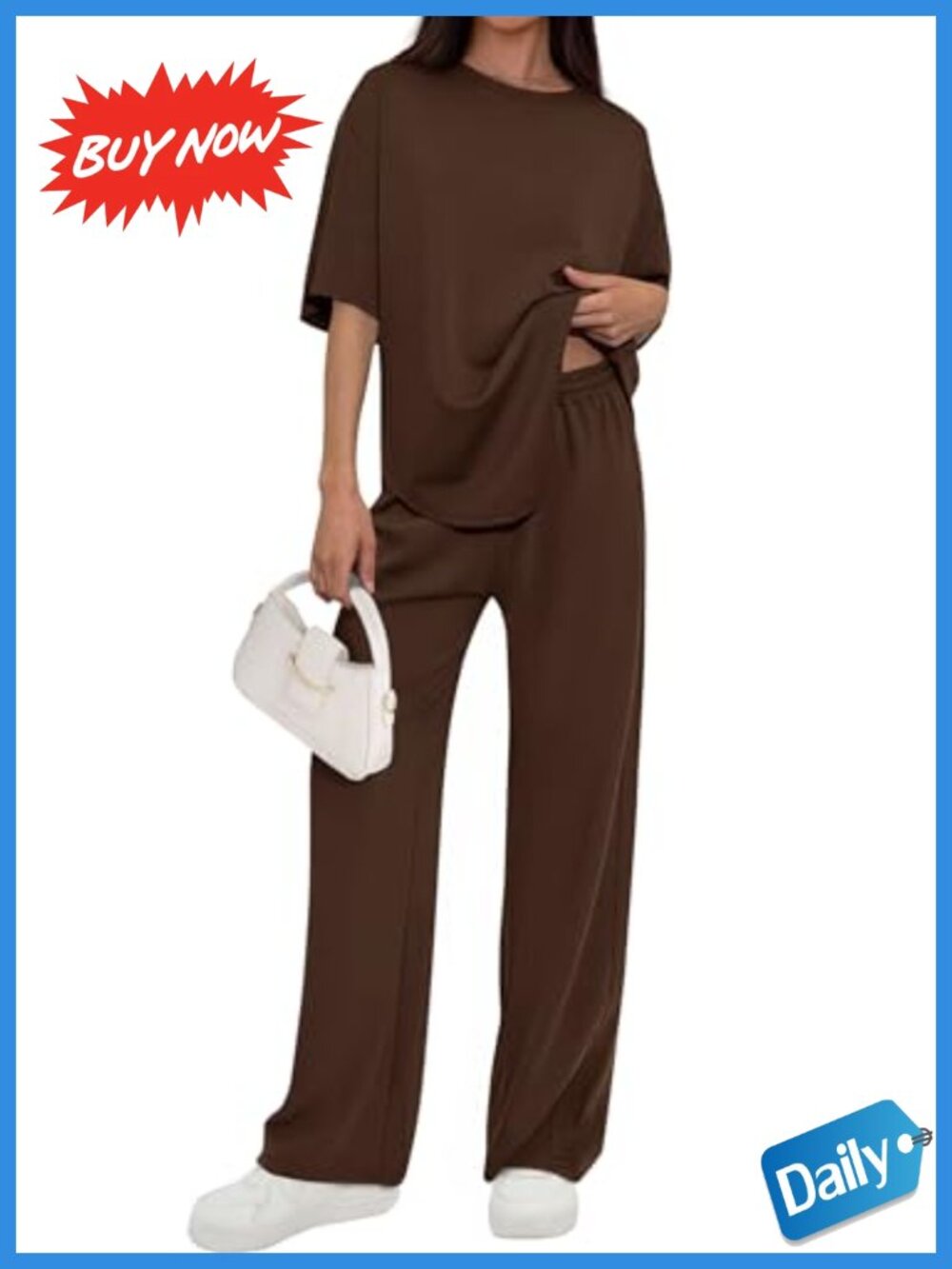Womens 2 Piece Lounge Set Short Sleeve Wide Leg Pants Travel Outfit